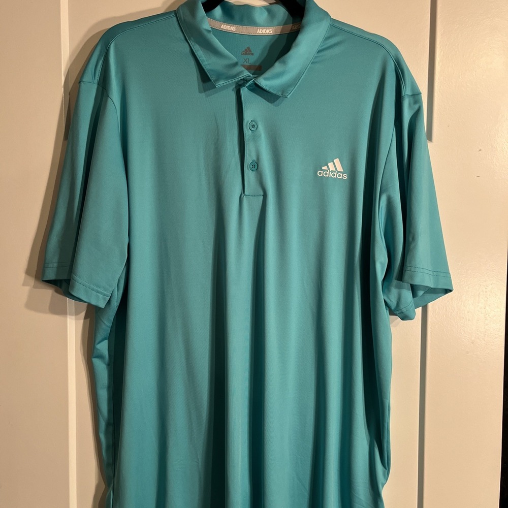 Adidas Mens Golf Performance Polo Shirt Green Blue XL Polyester Spandex